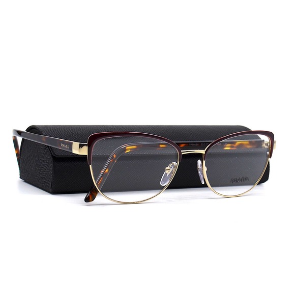 NEW PRADA PR 63XV 09B1O1 BORDEAUX/PALE GOLD AUTHENTIC EYEGLASSES FRAME - Picture 9 of 15